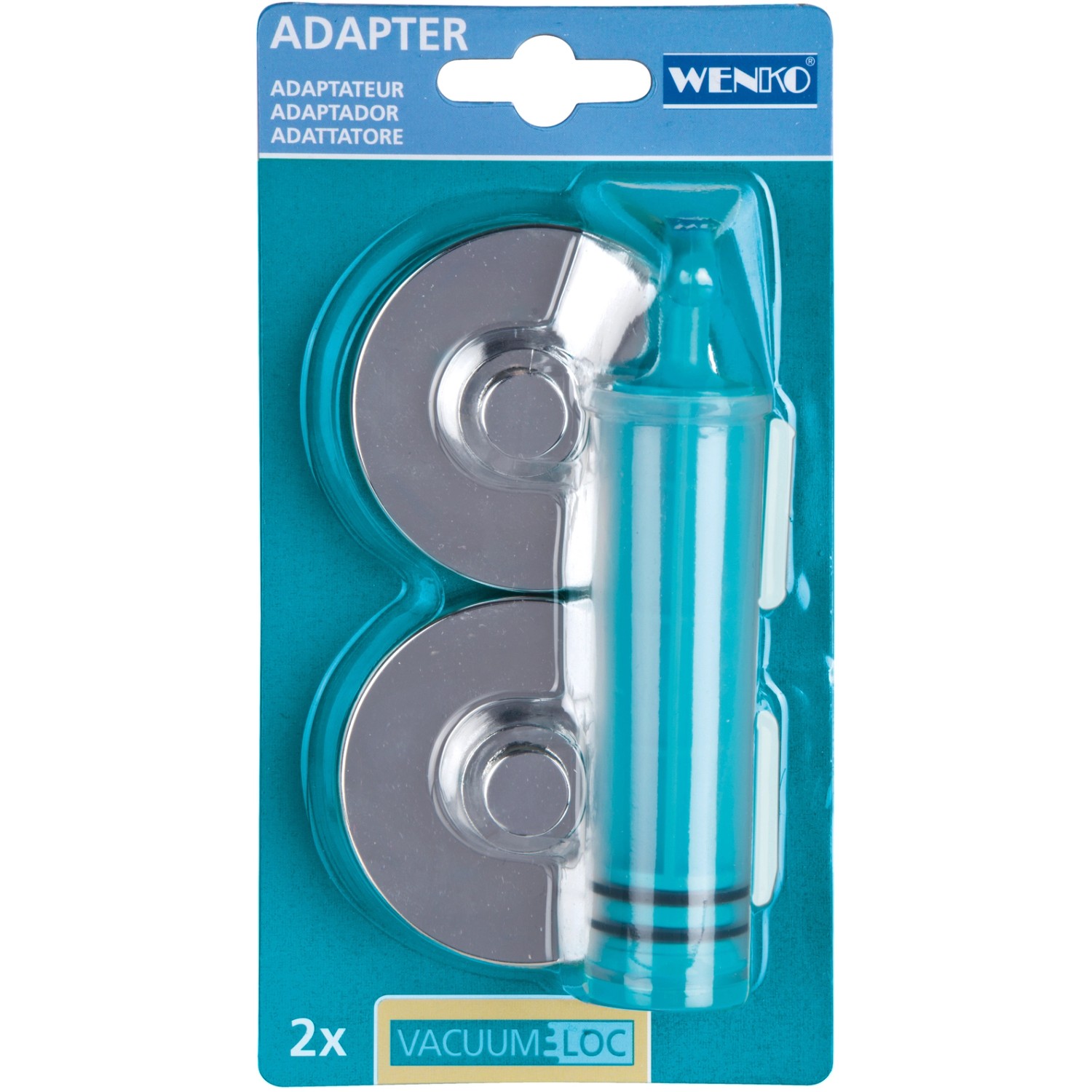Set adattatori Wenko Vacuum-Loc per cucina, lucido, set da 2 pezzi con pompa.