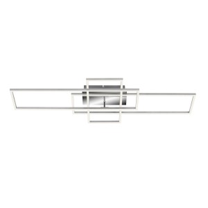 Plafoniera LED moderna t.b.t. con design geometrico in argento.