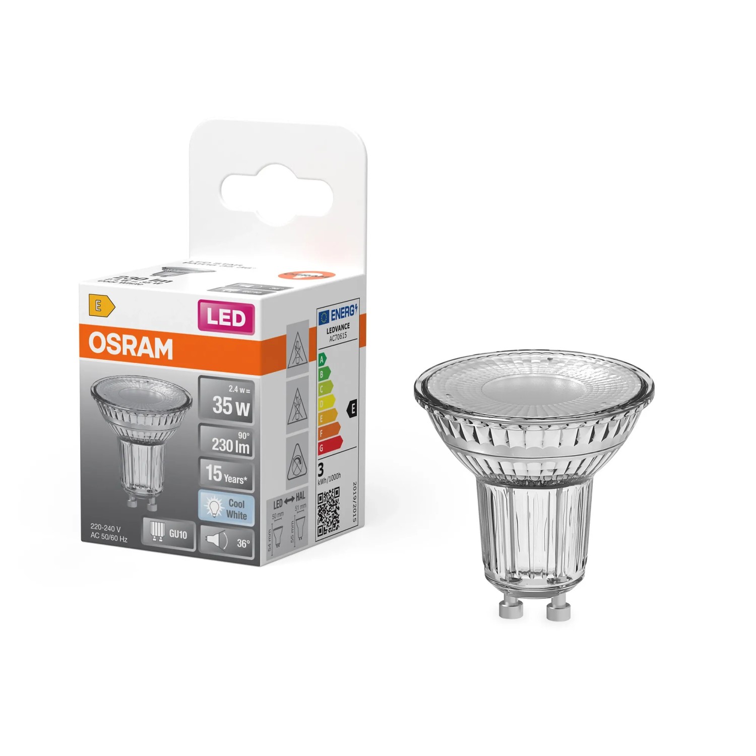 OSRAM Lampadina LED PAR16 36°, 35W 4000K GU10_5