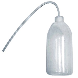 t.b.t. Supporto per irrigazione piante, bottiglia trasparente con tubo curvo.