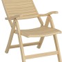 Sedia pieghevole Canston in legno regolabile con braccioli, finitura naturale per giardino.