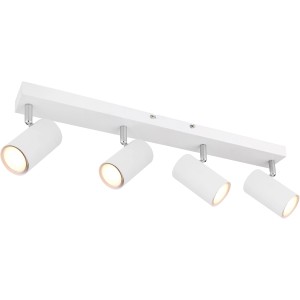 Faretto bianco Globo Robby, 4 luci, per lampadine GU10, spot moderno da montare a soffitto.