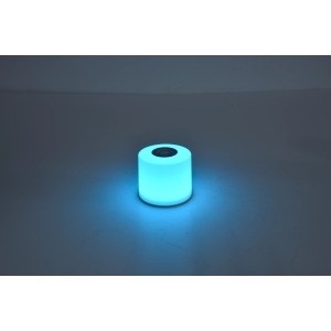 Lampada da tavolo per esterni a LED Lutec Noma Connect bianca con luce blu, 8,5x10 cm.