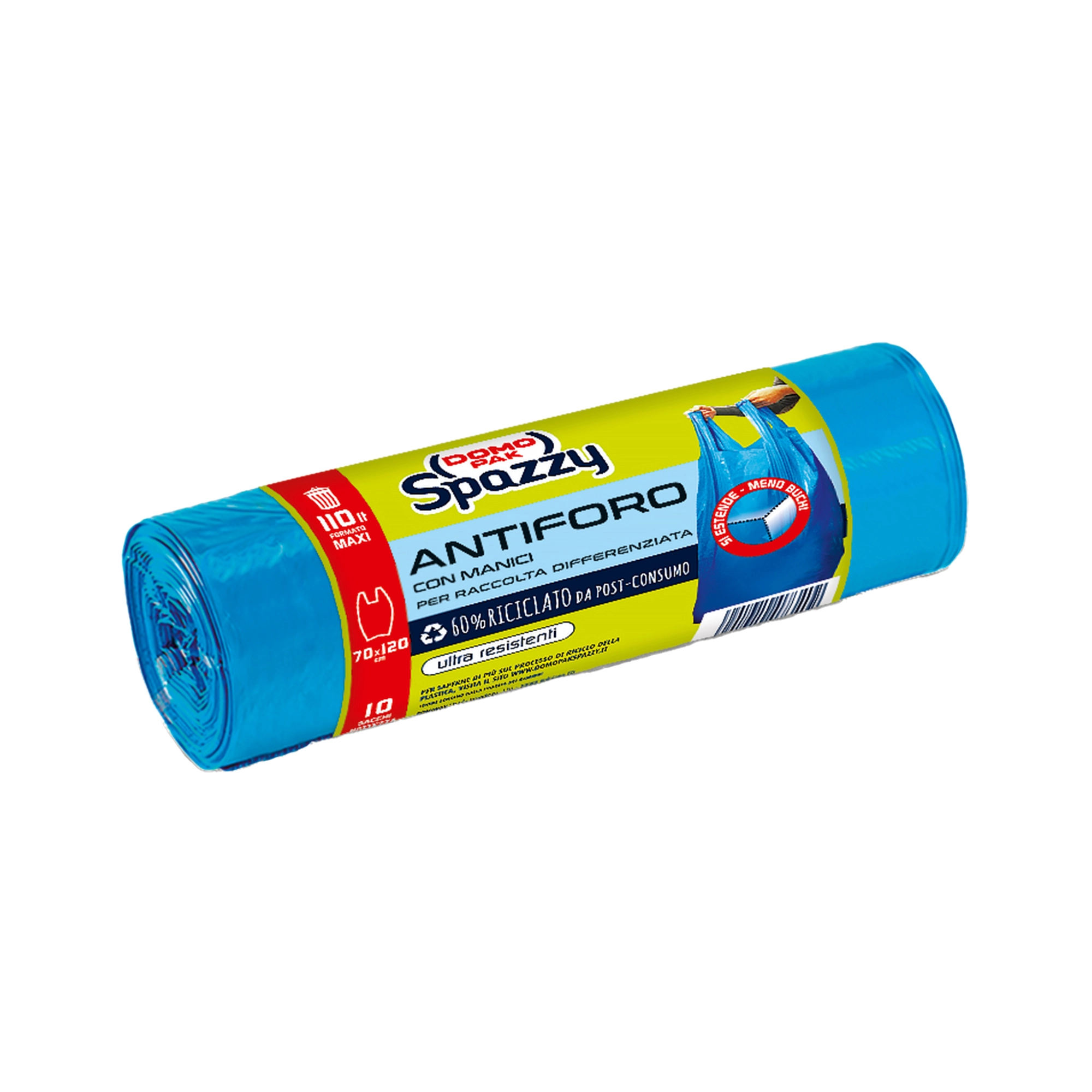 Sacchi spazzatura Domopak Spazzy Antiforo 110 l 70x120 cm blu 10 pz
