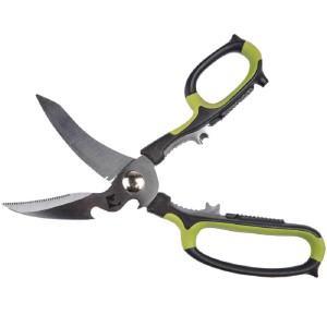 Forbici t.b.t. con manico verde e nero. Forbici multiuso.