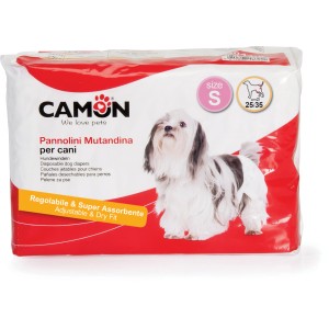 Confezione di pannolini per cani Camon taglia S, adatti per cani di piccola taglia.