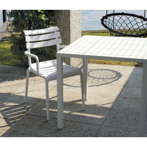 Sedia da giadino con braccioli CC 72B polipropilene e fibra di vetro bianco