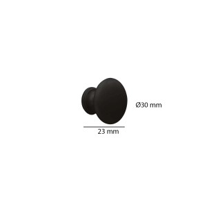 Pomello per mobili nero, rotondo, diametro 30 mm. Abbinabile a maniglie e pomelli per mobili.