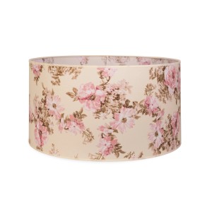 Paralume beige con motivo floreale rosa per un'atmosfera accogliente.