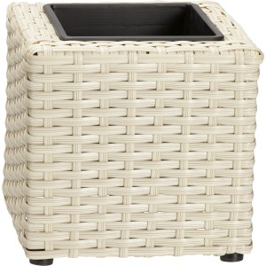 Vaso decorativo bianco effetto rattan (17x17 cm) per interni ed esterni.