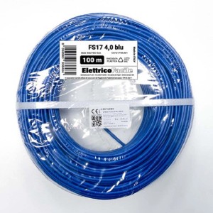 Cavo unipolare blu t.b.t. (bobina da 100m) per installazioni elettriche.