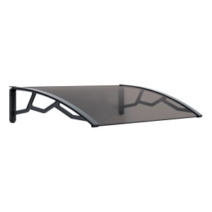 Tettoia grigia t.b.t. con tetto trasparente per la protezione da pioggia e sole.