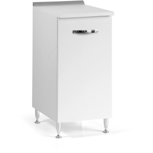 Mobile base da cucina bianco t.b.t. con maniglie e piedi cromati.