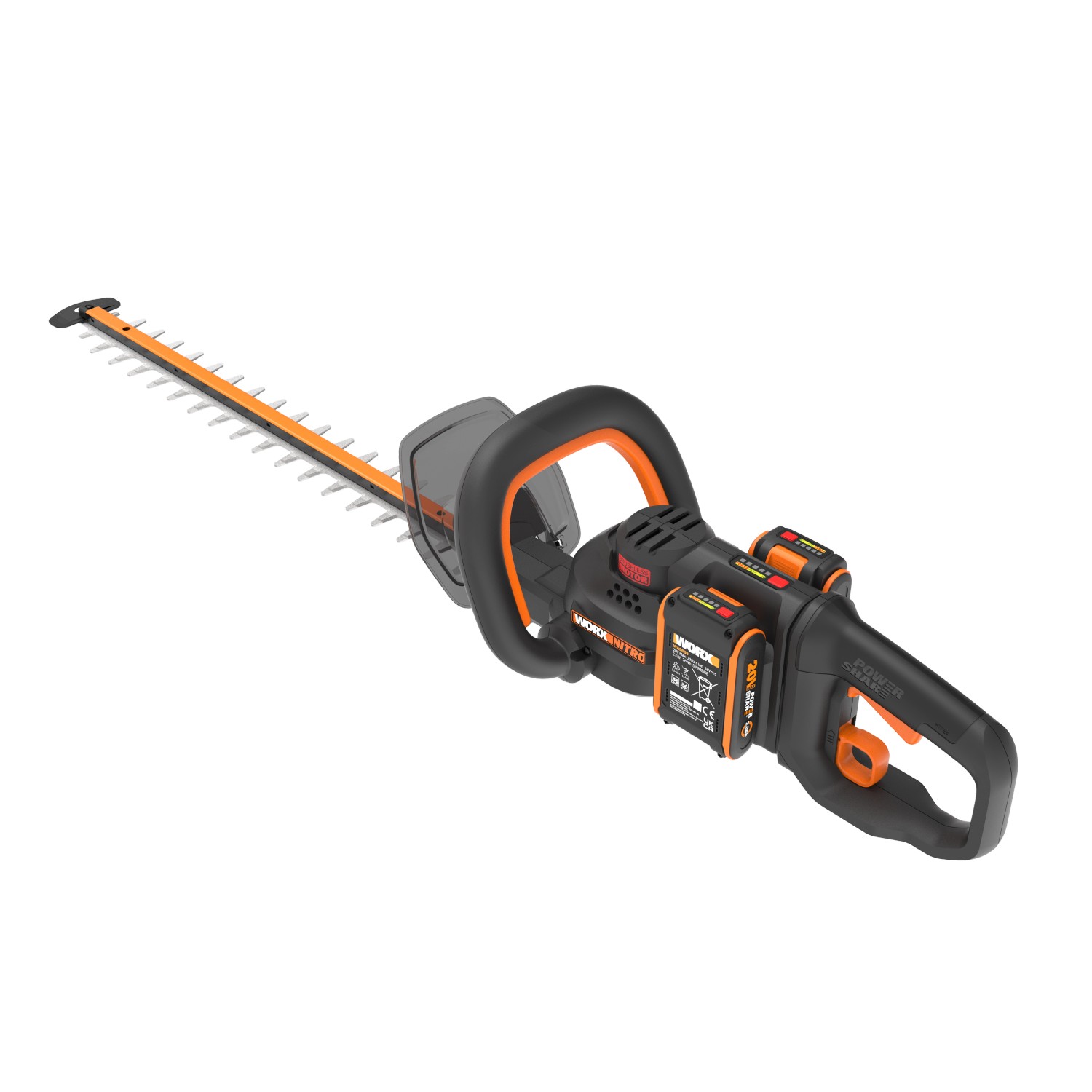 Tagliasiepi a batteria Worx Nitro WG263E con batteria, ideale per tagli precisi in giardino.