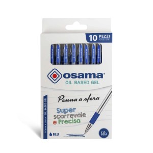 Penna a sfera gel Osama, confezione da 10, penne a sfera blu per materiali per dipingere.