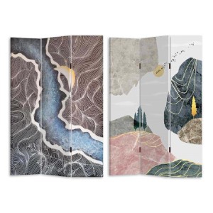 Paravento stampa effetto colline a 3 ante multicolor