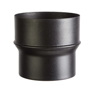 Connettore nero per tubi da stufa per canne fumarie.