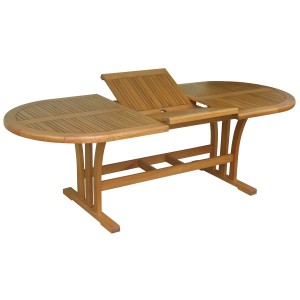 Tavolo da giardino ovale allungabile Chelsea in legno di eucalipto, 170x100 cm.