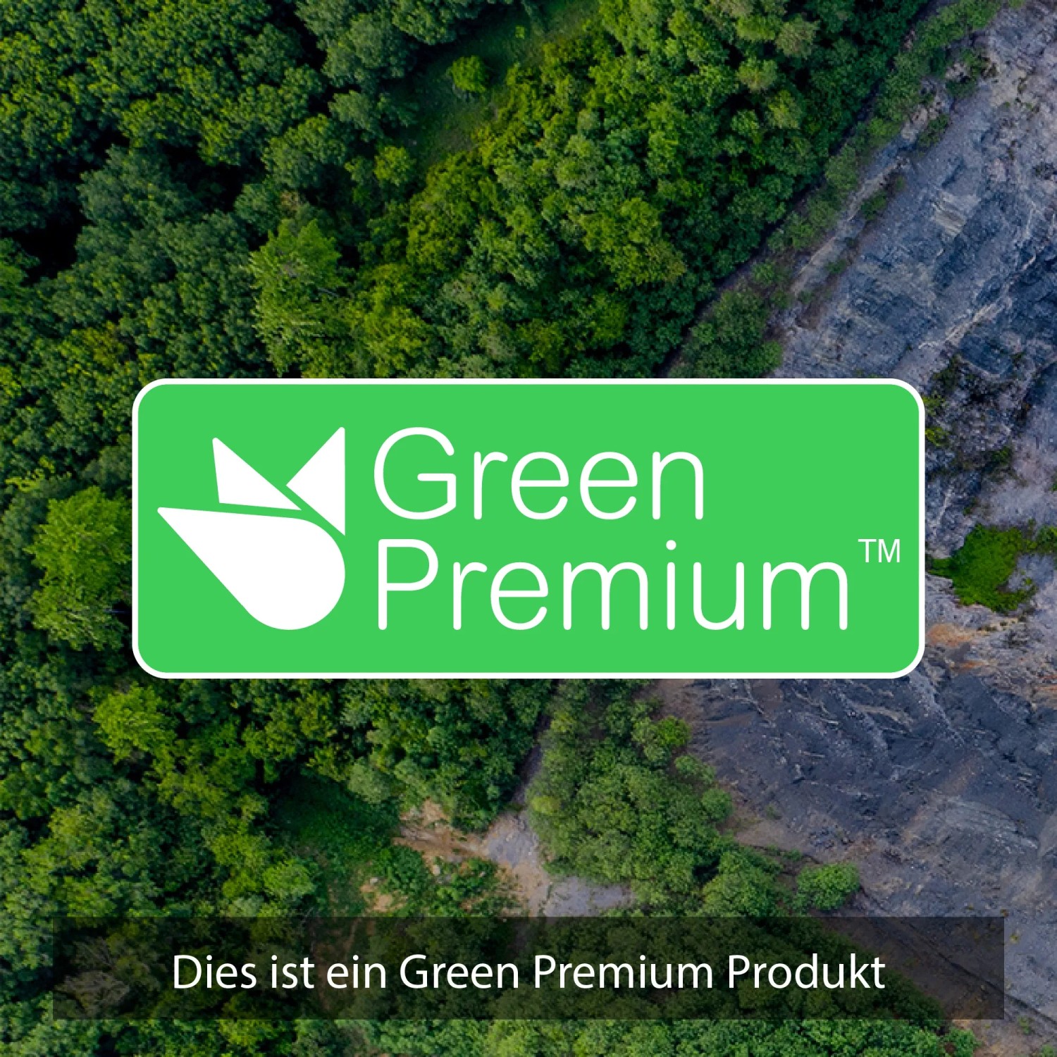 Logo Green Premium su sfondo naturale.