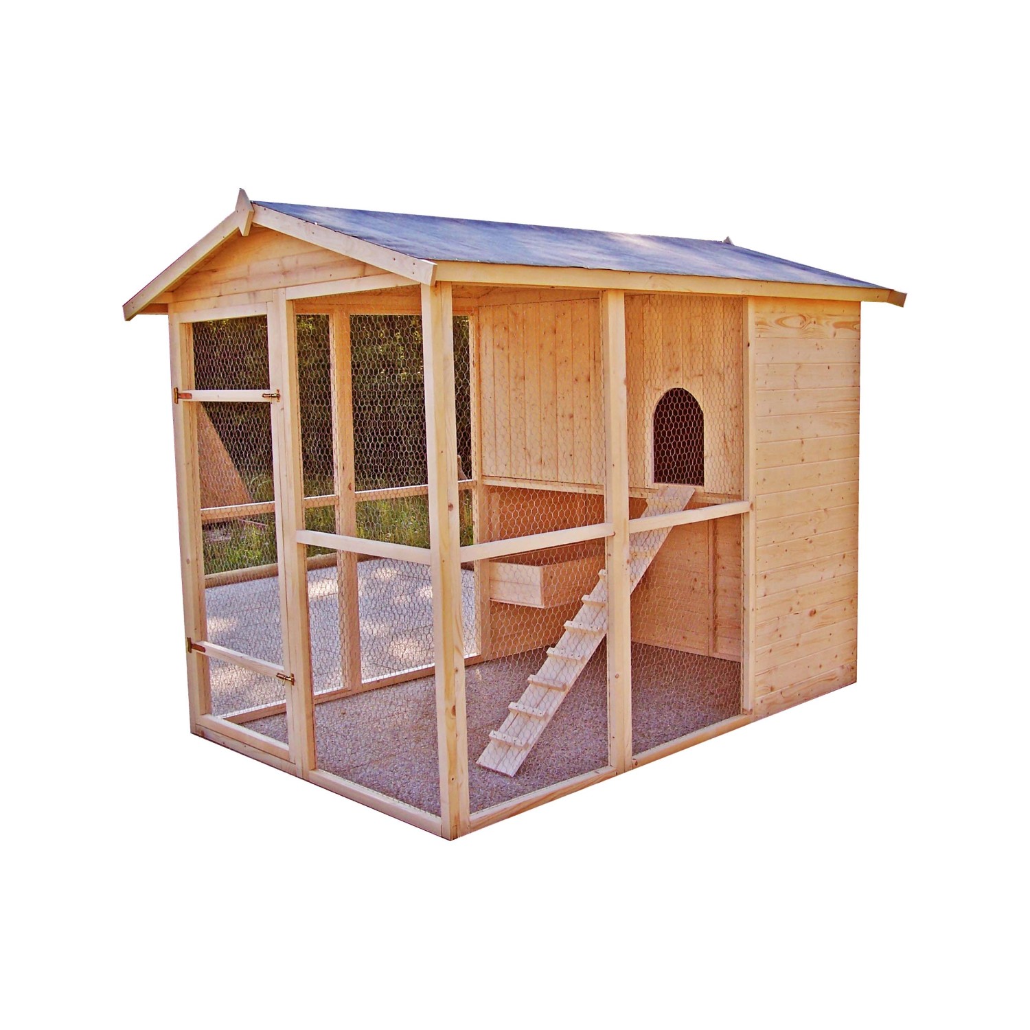 Pollaio in legno con tetto apribile 160x244 cm_7