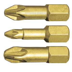 Set di inserti a torsione LUX PZ1/PZ2/PZ3, 3 pezzi, color oro.