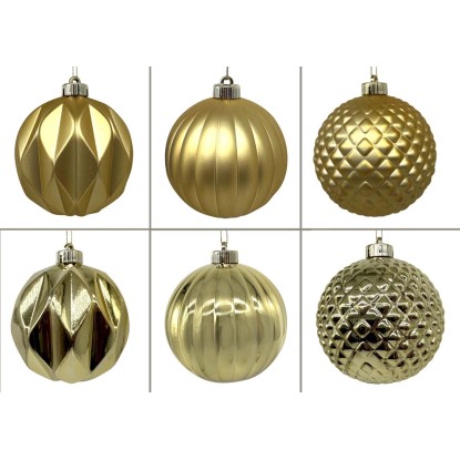 Palline di Natale in plastica Ø 12 cm decori assortiti oro