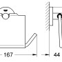 Disegno tecnico: Porta carta igienica Grohe Essentials con coperchio, dimensioni 167x119x44 mm.