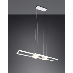 Moderna lampada a sospensione bianca t.b.t. con design geometrico per interni.