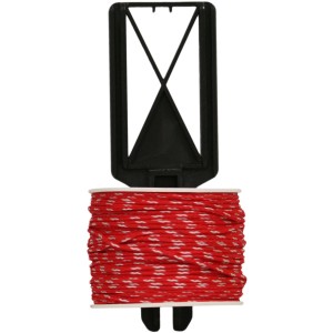 Corda rossa in PP t.b.t. su bobina con supporto nero.