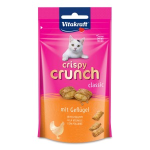 Vitakraft Crispy Crunch Pollame, 60g: Cuscini croccanti ripieni di pollame, snack per gatti.