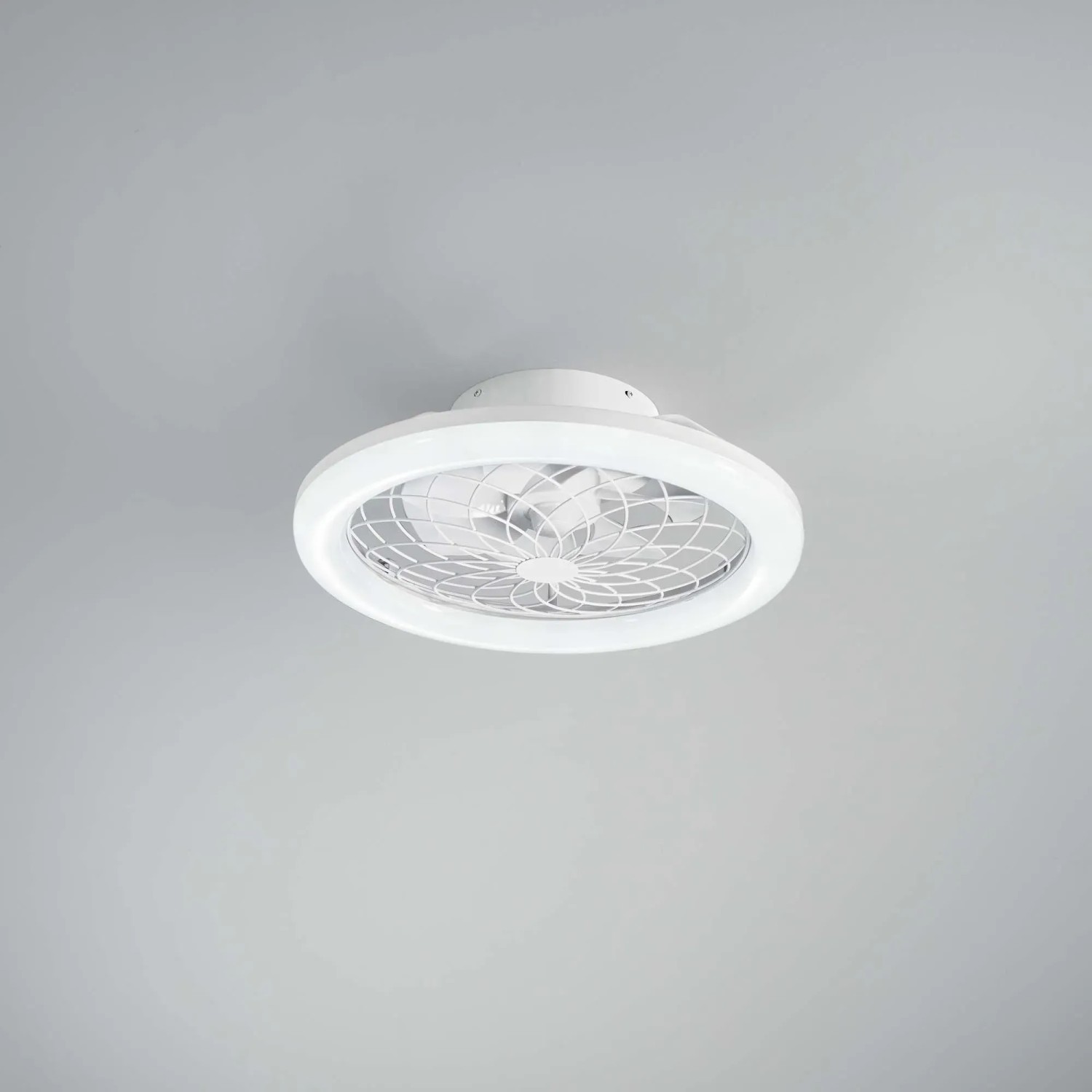 Plafoniera LED bianca con ventilatore, lampada da soffitto.