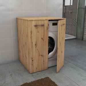 Mobile bagno per lavatrice in legno