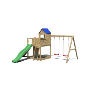 Gioco da giardino Treehouse con scivolo e altalene 443x501xh272 cm