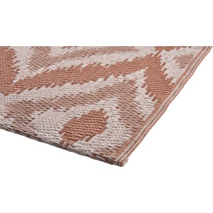 Tappeto da esterno Desert Flower, 180x120 cm, motivo a rombi rosa-beige per balcone e terrazza.