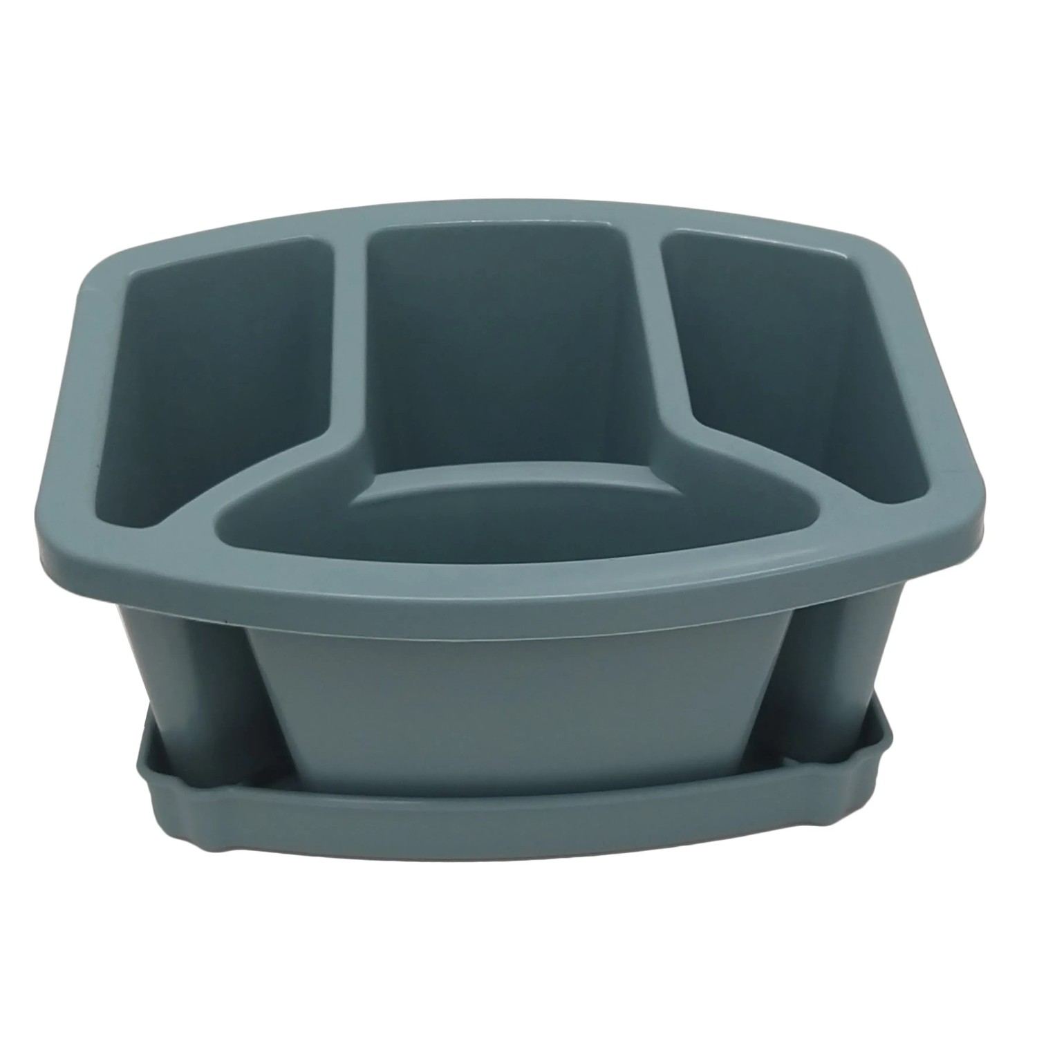 Organizzatore da cucina grigio con scomparti per riporre utensili da cucina.