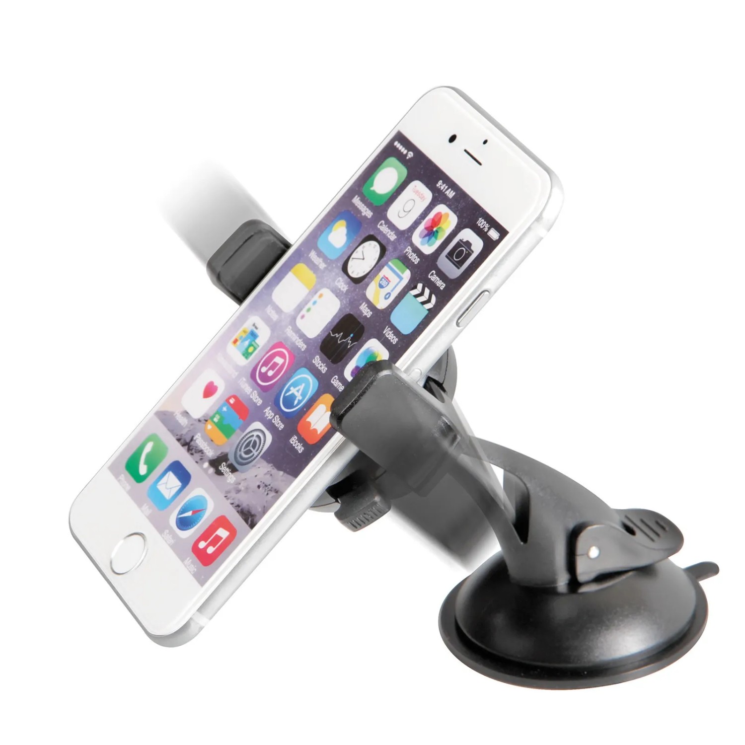 Supporto per cellulare da auto con ventosa per una presa sicura, accessorio interno auto.