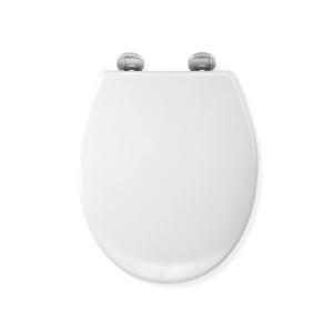 Sedile WC t.b.t. bianco visto dall'alto, forma ovale.
