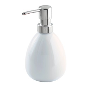 Dispenser sapone Wenko Polaris bianco con pompa cromata, 390 ml.