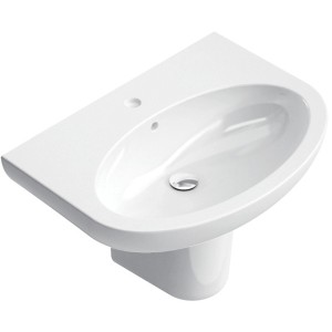 Lavabo t.b.t. in ceramica bianca per il bagno.
