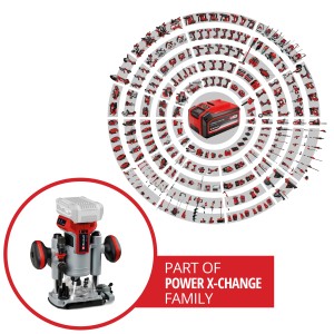Fresatrice a batteria Einhell TP-RO 18 Li BL Solo, parte della famiglia Power X-Change.