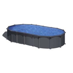 Piscina fuori terra ovale in acciaio antracite Gre 730x375 H 132 cm