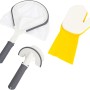 Set pulizia piscina con retino, spazzola e guanto per accessori piscina.