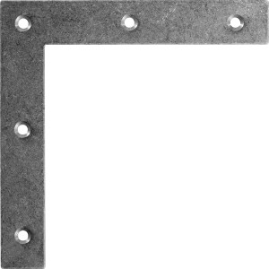 Staffa angolare piatta in acciaio inox, 120x120x20 mm, con fori di montaggio.