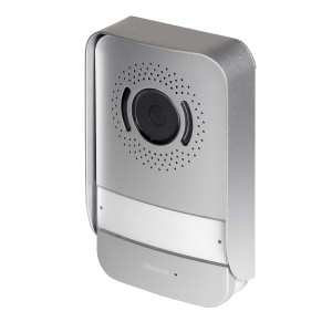 Modulo citofono t.b.t. argentato con telecamera per esterni.