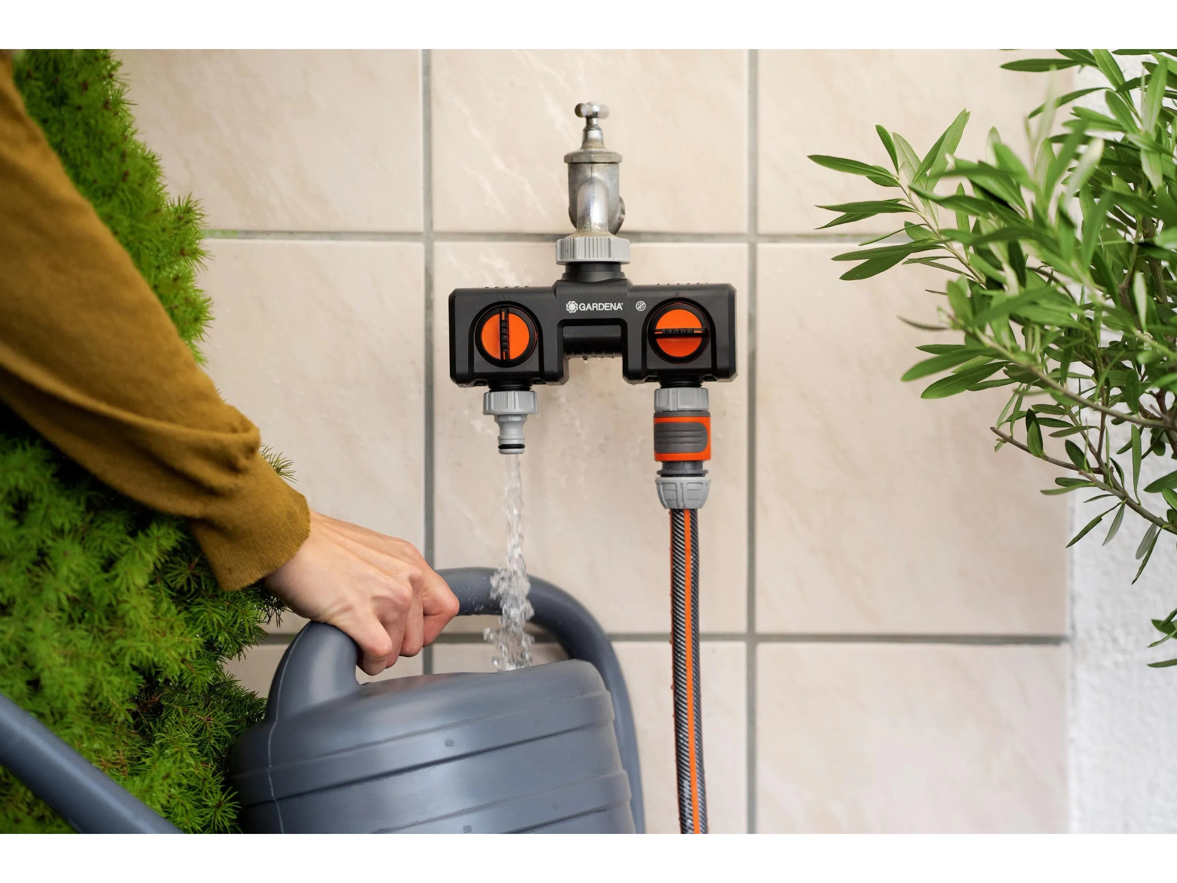 Distributore Acqua A Y 2 Vie In Ottone 3/4'' Con Raccorderia – Raccordo Per Tubo Da Giardino Con Valvole Indipendenti - 2