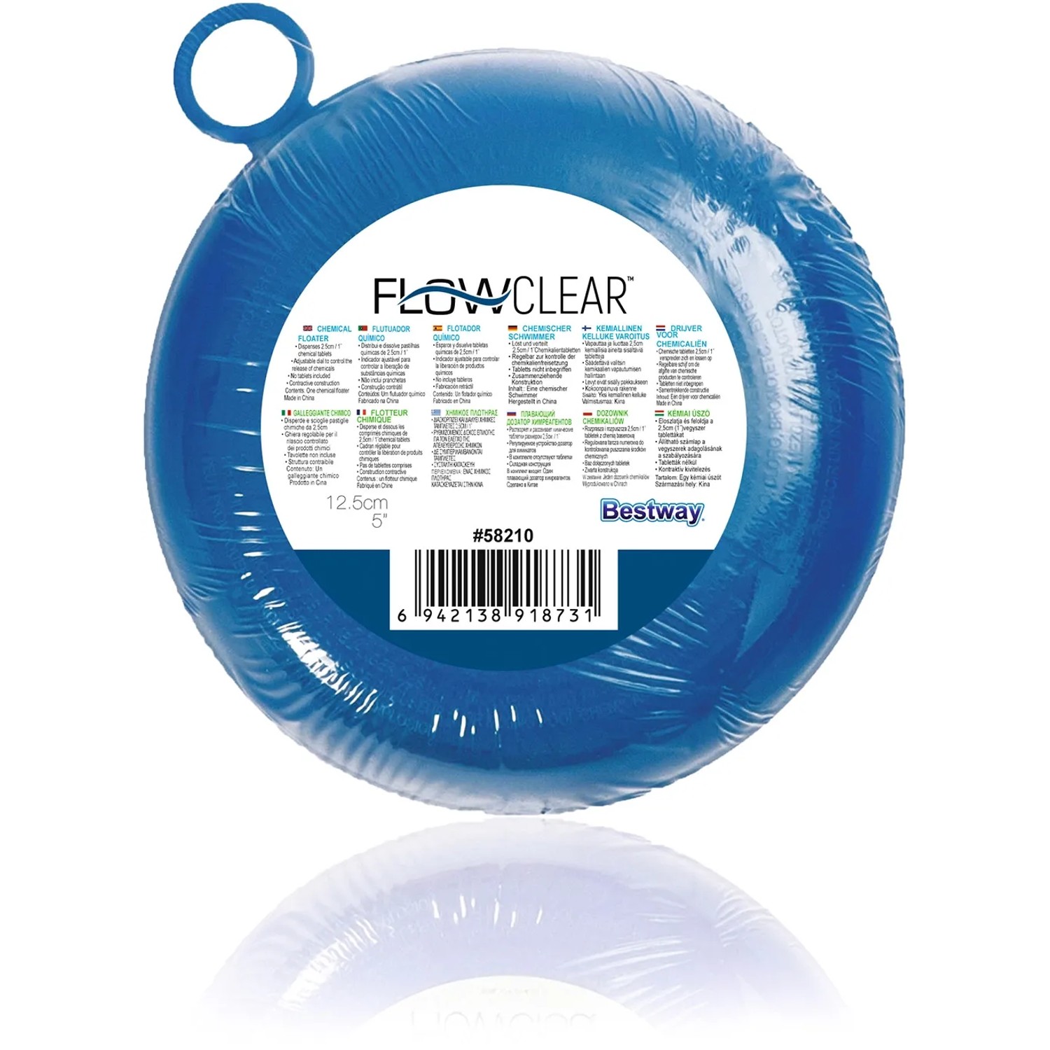 Galleggiante blu Bestway per il rilascio di prodotti chimici in piscina.