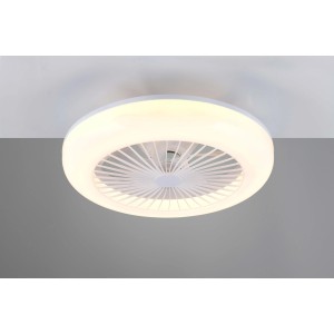 Plafoniera LED bianca con funzione ventilatore.