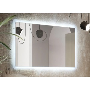 Specchio rettangolare con illuminazione a LED per bagno o corridoio.