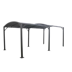 Gazebo t.b.t. grigio con struttura in acciaio e tetto per giardino o patio.