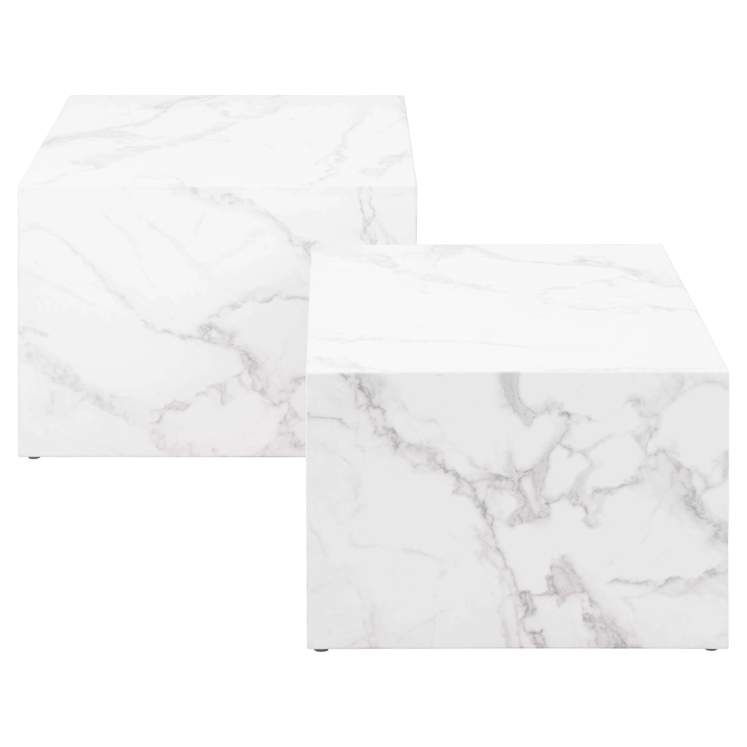 Set di 2 tavolini da salotto in legno Motrik effetto marmo bianco quadro h40 cm_5